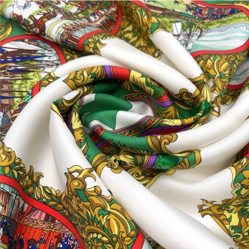 HERMES Vintage Rare Collectors “L’Entente Cordiale” Multicolor 100% Silk Scarf